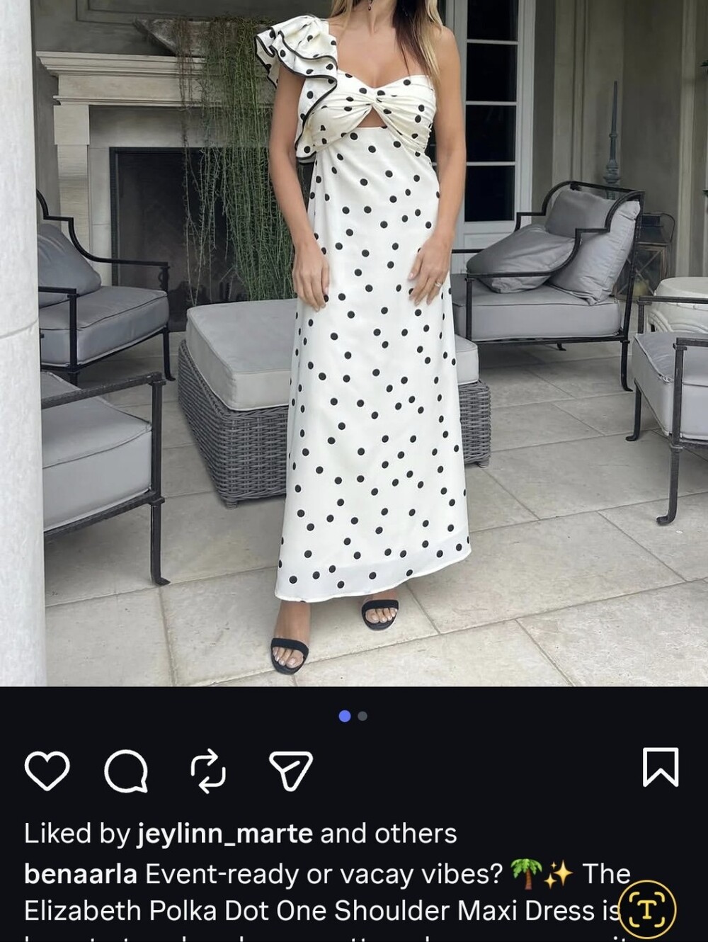 One Shoulder Dress, Polka-dots Maxi Asst Sizes - Picture 6 of 14